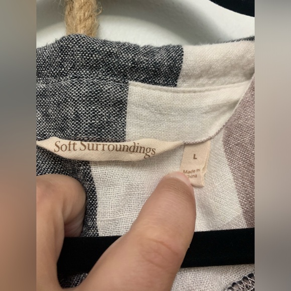 Soft Surroundings womens check linen button up - Picture 2 of 6